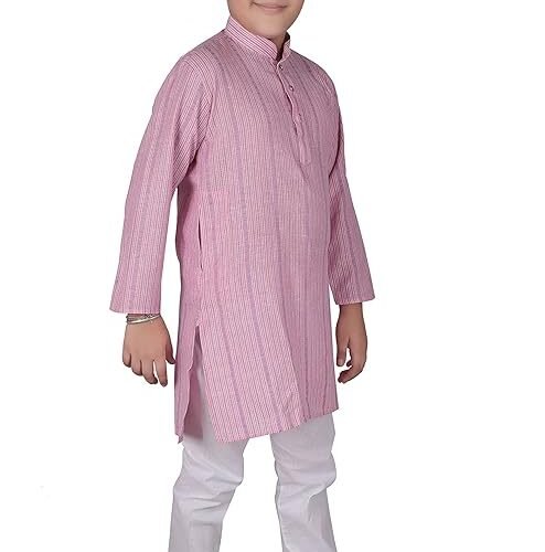 AJ DEZINES Boys Cotton Full Sleeve Solid Printed Kurta Pajama Set for Kids - Ethnic wear