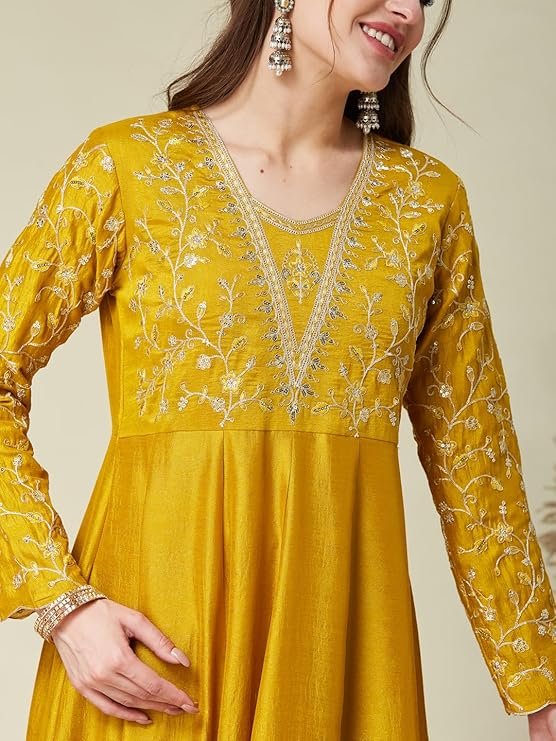 MOKOSH Women's Embroidered Anarkali and Pant with Dupatta Set(DM-471)
