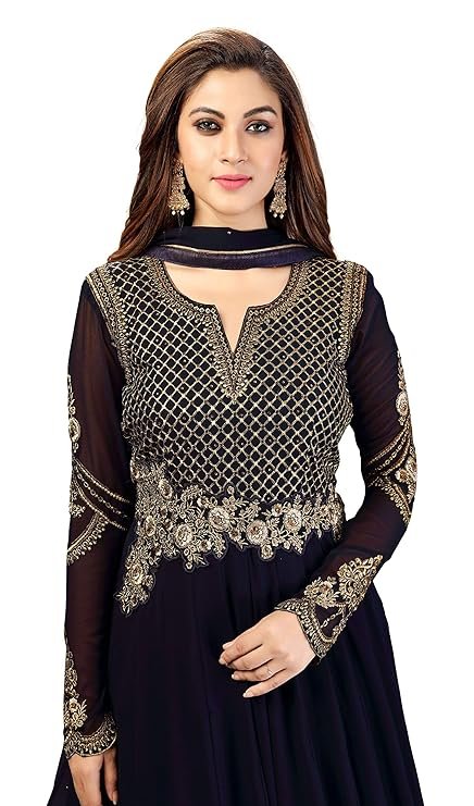 ANNI DESIGNER Women's Cotton Blend Anarkali Printed Kurta with Pant & Dupatta
