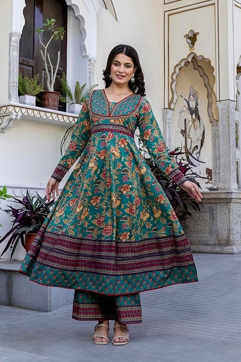 ANNI DESIGNER Women's Rayon Viscose Anarkali Solid Kurta with Pant & Dupatta